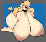  all_fours areola big_areola big_breasts big_nose blonde_hair breasts catdog_(series) collar collar_tag fangs female fur hair hi_res huge_breasts hyper hyper_breasts looking_down lying mooncheese nickelodeon nude puffy_areola sagging_breasts shriek_dubois solo yellow_body yellow_fur 