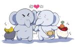  &lt;3 2021 anthro apple_(fruit) banana blush carrot chibi duo elephant elephantid eyes_closed food fruit hand_holding male male/male mammal plant proboscidean simple_background slightly_chubby tyabasira0518 vegetable white_background 