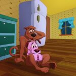  1:1 animal_genitalia animal_penis balls blurred_background blush bodily_fluids canid canine canine_penis cartoon_network courage_the_cowardly_dog courage_the_cowardly_dog_(character) crossover cum cum_inside cum_on_balls cum_on_face duo embarrassed feral genital_fluids genitals hanna-barbera hi_res kitchen knot knotting male male/male mammal olivepup_00 penis scooby-doo scooby-doo_(series) screencap screencap_redraw straight_outta_nowhere 
