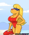  2021 5:6 anthro baywatch big_breasts brain_(inspector_gadget) breasts canid canine canis cleavage clothed clothing colored_sketch cosplay crossgender crossover crossover_cosplay curvy_figure domestic_dog eyewear female hand_on_hip hourglass_figure inspector_gadget_(franchise) lifeguard lifeguard_swimsuit mammal mr_samson mtf_crossgender one-piece_swimsuit outside portrait red_clothing red_swimwear side_boob solo sunglasses swimwear three-quarter_portrait 
