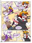  anthro blush butt clothed clothing comic dialogue dimitri_(hot-gothics) dragon duo embarrassed english_text female goth hair hi_res horn hot-gothics humor hybrid lagomorph leporid male male/female mammal meme morphi_(character) rabbit red_hair silly teasing text wings 