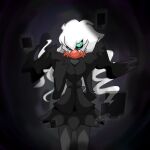  1:1 2020 ambiguous_gender black_background blue_eyes bottomwear clothing covered_mouth darkrai friita hair humanoid legendary_pok&eacute;mon long_hair nintendo pok&eacute;mon pok&eacute;mon_(species) pupils signature simple_background skirt solo video_games white_hair white_pupils 