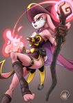  5_fingers anthro breasts clothed clothing feet female fingers hi_res lagomorph leporid mammal mysticalpha rabbit red_eyes solo toes 