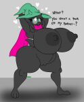  &lt;3 anthro big_breasts big_butt black_body bovid breasts butt caprine clothing crossgender deltarune english_text female goat green_clothing green_hat green_headwear hat headgear headwear hi_res horn huge_breasts huge_butt mammal ralsei riku9797 scarf solo text undertale_(series) video_games 