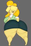  ameliemercedez animal_crossing anthro big_breasts big_butt blonde_hair blush bottomwear breasts butt canid canine canis clothing domestic_dog female fur hair huge_butt isabelle_(animal_crossing) looking_at_viewer looking_back looking_back_at_viewer mammal nintendo pencil_skirt shih_tzu skirt solo thick_thighs toy_dog video_games yellow_body yellow_fur 