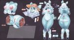  absurd_res anthro big_breasts big_clitoris big_nipples bone bovid bovine breasts clitoris clothing cloven_hooves cross_section exposed_muscle female food genitals hat headgear headwear hi_res hooves jesus_y looking_at_viewer mammal meat model_sheet nipples pussy solo sun_hat 