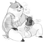  &lt;3 2021 anthro badger badgerclops balls blush cartoon_network erection eye_patch eyes_closed eyewear genitals humanoid_genitalia humanoid_penis male mammal mao_mao:_heroes_of_pure_heart masturbation monochrome moobs mustelid musteline nipples overweight overweight_male palomine penis sex_toy simple_background sitting solo white_background 
