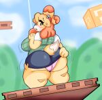  absurd_res animal_crossing anthro big_breasts big_butt blonde_hair bottomwear breasts butt canid canine canis clothing domestic_dog female hair hi_res huge_butt isabelle_(animal_crossing) lewd_dorky mammal nintendo panties pencil_skirt pink_clothing pink_panties pink_underwear shih_tzu skirt solo super_smash_bros. super_smash_bros._ultimate thick_thighs toy_dog underwear upskirt video_games 