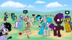  16:9 agamnentzar apple arthropod blue_body butterfly chiramii-chan cutie_mark dragon earth_pony equid equine female feral field green_eyes group gyro_tech hasbro hi_res hooves horn horse insect lepidopteran male mammal mane my_little_pony paulpeopless pegasus pink_body pony quadruped shinodage sign unicorn unicorn_horn widescreen wings 