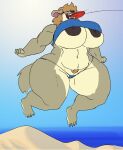  anthro areola barely_visible_genitalia barely_visible_pussy big_breasts breasts canid canine canis deborah_(vdisco) domestic_dog female frisbee genitals hi_res huge_breasts mammal nipples pussy slightly_chubby solo thick_thighs vdisco wide_hips 