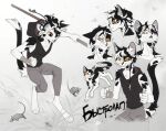  2021 4_toes 5_fingers anthro black_body black_fur black_hair clothed clothing digital_media_(artwork) domestic_cat feet felid feline felis feral fingers fur hair hi_res male mammal orphen-sirius smile toes weapon white_body white_fur white_hair 