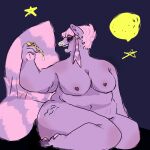  &lt;3 1:1 anthro belly breasts carnikitty emo female food hi_res lilac mammal moon night overweight paws pizza procyonid purple_body raccoon solo stretch_marks vivi_(carnikitty) 