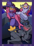  2021 absurd_res anthro anthrofied banette blush bodily_fluids breasts butt clothing digital_media_(artwork) feet felid female genital_fluids genitals glowing glowing_eyes group hair hands_behind_head hat headgear headwear hi_res hoopa hoopa_(confined) humanoid legendary_pok&eacute;mon lunaris_parukia lying maggie_(lunaris_parukia) mammal mismagius mostly_nude nintendo nipples nude on_side open_mouth open_smile pok&eacute;mon pok&eacute;mon_(species) pok&eacute;morph pussy pussy_juice shinji_(lunaris_parukia) sitting smile text url video_games witch_hat zippy_(lunaris_parukia) 