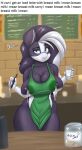  absurd_res anthro apron apron_only big_breasts bodily_fluids breasts clothing english_text equid eyewear female glasses green_apron hi_res i_mean_breast_milk lactating mammal meme mostly_nude nexcoyotlgt solo text 