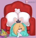  absurd_res anthro ass_up big_butt blonde_hair bottomless butt clothed clothing female hair hi_res huge_butt lagomorph leporid mammal rabbid rabbid_rosalina raving_rabbids rayman_(series) solo ubisoft video_games white_body wit_1 