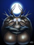  absurd_res all_fours anthro antlers ass_up bedroom_eyes big_breasts big_butt bodily_fluids breast_rest breasts breath butt cervid cobalt_canine curvy_figure deity drooling female full_moon glowing glowing_eyes hi_res horn huge_breasts huge_butt huge_thighs looking_at_viewer lying mammal mature_anthro mature_female monster moon mostly_nude narrowed_eyes naturally_censored night open_mouth saliva seductive solo specimen_8 spooky&#039;s_jump_scare_mansion thick_thighs tongue tongue_out video_games voluptuous wide_hips 