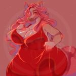  1:1 anthro belly big_belly big_breasts breasts chubby_female cleavage clothed clothing coelhinha_artes curvy_figure equid equine female hair hand_on_hip holding_breast horse huge_breasts huge_hips huge_thighs mammal overweight pink_hair pudgy_belly thick_thighs voluptuous 