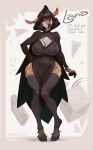  2021 anthro big_breasts black_hair blue_eyes bonifasko breasts cervid cervine chest_tuft cleavage cleavage_cutout clothed clothing facial_piercing female food hair hand_on_hip hi_res huge_breasts lana_(bonifasko) legwear mammal model_sheet navel_outline nose_piercing piercing pigeon_toed pizza septum_piercing small_waist solo text thigh_highs tuft wide_hips 