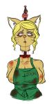  2021 anthro apron apron_only armless blonde_hair blood bloodshot_eyes bodily_fluids brain canid canine canis clothed clothing death decapitation female fox fur gore green_apron green_clothing hair i_mean_breast_milk mammal meme mostly_nude organs pink_nose severed_head shirtbusters simple_background snuff solo tagme white_background wolf yellow_body yellow_fur 