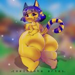  1:1 animal_crossing ankha_(animal_crossing) anthro big_butt breasts butt coelhinha_artes domestic_cat felid feline felis female genitals holding_butt huge_butt looking_at_viewer looking_back looking_back_at_viewer mammal nintendo nude pussy solo video_games 