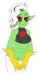  1:2 alien breasts clothing female genitals gloves green_body green_skin handwear hi_res humanoid kamikiller lord_dominator muscular muscular_female not_furry pussy red_eyes shirt solo tank_top topwear undressing wander_over_yonder 