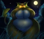  anthro belly big_belly breasts curvy_figure electricity featureless_breasts featureless_crotch female grass light looking_at_viewer moon moonlight night nintendo outside overweight overweight_female plant pok&eacute;mon pok&eacute;mon_(species) raichu robthehoopedchipmunk solo star thick_thighs video_games voluptuous wide_hips 