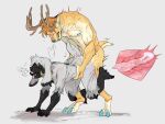  4:3 anthro anthro_on_anthro antlers blue_nose blush bodily_fluids bovid breasts breath butt caprine cervid chromatic_aberration claws clenched_teeth cum cum_in_pussy cum_inside cum_leaking cum_on_butt cum_on_ground cutaway doggystyle dominant dominant_male duo ear_piercing erection eyes_closed facial_piercing female floppy_ears from_behind_position fur genital_fluids genital_piercing genitals hair hi_res hooves horn humanoid_genitalia humanoid_penis hybrid impregnation internal leaking legs_in_air looking_pleasured male male/female male_penetrating mammal mercy_(varaxous) motion_lines nipple_piercing nipples nude open_mouth panting penetration penile penile_penetration penis penis_in_pussy penis_piercing piercing prince_albert_piercing pussy scratches scratching scut_tail sex sharp_teeth sheep short_tail simple_background snarling spots spotted_body spotted_fur submissive submissive_female teeth tongue tongue_out tyba vaginal vaginal_penetration waist_grab wheelbarrow_position wool_(fur) wormsigil 