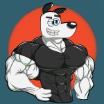  1:1 anthro canid canine canis clothing domestic_dog dudley_puppy hi_res male mammal muscular muscular_anthro muscular_male nickelodeon shirt smile solo t-shirt t.u.f.f._puppy taiko-sihori teeth topwear 