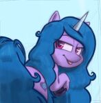  2021 aoncyth blue_hair blue_tail colored_sketch cutie_mark equid equine female feral hair hasbro hi_res hooves horn horse izzy_moonbow_(mlp) looking_at_viewer looking_back mammal mlp_g5 my_little_pony pony simple_background solo tongue tongue_out unicorn 