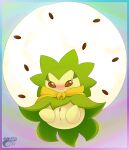  blush eldegoss elemental_creature elemental_humanoid female feral flora_fauna flower genitals green_body hi_res humanoid makoto177 nintendo not_furry plant plant_humanoid pok&eacute;mon pok&eacute;mon_(species) pussy simple_background smile solo video_games 