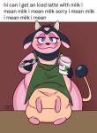  absurd_res anthro apron apron_only bedroom_eyes blue_eyes bovid bovine cattle chubby_cheeks chubby_female clothing crushpepper english_text female green_apron hi_res i_mean_breast_milk mammal meme miltank mostly_nude narrowed_eyes nintendo pok&eacute;mon pok&eacute;mon_(species) seductive short_stack solo teats text udders video_games 