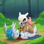  1:1 after_fight animal_genitalia animal_penis bluestorm bow canine_penis cherryblueberry cubone cubow cubow_(character) duo erection female feral forest forest_background genitals hi_res knot legendary_pok&eacute;mon male male/female mask nature nature_background nintendo penetration penis plant pok&eacute;mon pok&eacute;mon_(species) shaymin skull_mask tree vaginal vaginal_penetration video_games 