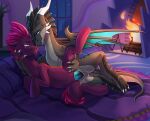  absurd_res bed dragon duo equid equine eye_contact female feral fireplace friendship_is_magic furniture genitals hi_res holding_head horse intimate looking_at_another lying male male/female mammal my_little_pony my_little_pony:_the_movie_(2017) on_side penetration penis pony puke_0 pussy raised_leg romantic romantic_couple romantic_sex sex slit tempest_shadow_(mlp) vaginal vaginal_penetration xero_(captainscales) 