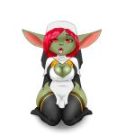  1:1 big_breasts big_ears blackbetty breasts clothed clothing female goblin green_body green_skin hair humanoid legwear looking_at_viewer mammal nun open_mouth slightly_chubby solo thick_thighs thigh_highs 