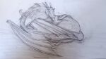  16:9 2_horns absurd_res ambiguous/ambiguous ambiguous_gender beak dragon duo embrace eyes_closed feathered_dragon feathers feral graphite_(artwork) greyscale hi_res horn hug legendary_pok&eacute;mon love lugia monochrome nintendo pencil_(artwork) pok&eacute;mon pok&eacute;mon_(species) scales scalie simple_background sketch sleeping smile traditional_media_(artwork) video_games white_background widescreen wings xymor xymor_(character) 