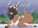  anthro big_butt bra breasts brown_body brown_fur brown_hair butt cervid clothing dullyarts female french_text fur hair hi_res lingerie mammal panties solo text underwear 