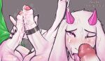 absurd_res anthro asriel_dreemurr asriel_dreemurr_(god_form) balls big_balls big_penis blush bodily_fluids bovid butt caprine close-up clothing cum cum_on_face deltarune duo foreskin frottage fur genital_fluids genitals hi_res horn kinktober leaking_pre looking_at_viewer looking_pleasured male male/male mammal mostly_nude nude one_eye_closed oro97 penis penis_size_difference ralsei sex text throbbing tongue tongue_out undertale undertale_(series) video_games white_body white_fur 