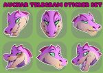 2021 anthro blush crocodile crocodilian crocodylid digital_media_(artwork) female frown grumpy_griffin_creations headshot looking_at_viewer open_mouth reptile scalie simple_background smile solo telegram_stickers text tongue 