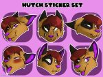  2021 4:3 anthro canid canine canis digital_media_(artwork) domestic_dog female frown fur grumpy_griffin_creations hair headshot hunting_dog looking_at_viewer mammal open_mouth simple_background smile solo telegram_stickers terrier text tongue yorkshire_terrier 