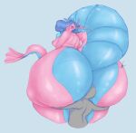  ambiguous_gender anthro big_butt blue_body blue_eyes blue_hair breasts butt butt_grab dragon duo female female/ambiguous fin fish fluffy fluffy_tail hair hand_on_butt hi_res huge_butt hyper hyper_butt lips marine petals_(petalspoofy) pink_body pooferbaby raised_tail stinkface thick_lips 