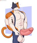  &lt;3 2021 5_fingers :3 abs absurd_res anthro balls biceps big_balls big_muscles big_penis black_body black_fur blush bottomwear calico_cat clothed clothing digital_media_(artwork) domestic_cat emanata epic_games erection felid feline felis fingers fortnite fur genitals glans glistening glistening_balls glistening_body glistening_genitalia glistening_glans glistening_penis hi_res huge_balls huge_penis humanoid_genitalia humanoid_penis jinu male mammal meowscles_(fortnite) mottled muscular muscular_anthro muscular_male navel open_bottomwear open_clothing open_pants orange_body orange_fur pants patreon patreon_logo pecs penis piebald pink_glans pink_penis poking_out simple_background smile solo standing suspenders tattoo text topless url vein veiny_penis video_games white_background white_balls white_body white_fur 