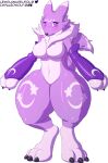  alpha_channel anthro bandai_namco big_breasts blush breasts digimon digimon_(species) featureless_breasts featureless_crotch female fur hi_res impaledwolf looking_at_viewer mane purple_body purple_eyes purple_fur renamon solo thick_thighs wide_hips 