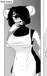  apron big_breasts black_hair breasts cho_second choi_yujin clothing female hair hi_res housewife human mammal mature_female monochrome mouse murid murine rat rodent short_hair solo turtleneck 