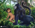  anthro anus bagheera_(jungle_book) balls big_balls big_butt big_muscles bodily_fluids butt censored duo_focus ear_piercing ear_ring felid genital_fluids genitals grass group hotsatyr huge_balls huge_butt huge_muscles human imminent_sex jewelry jungle leaves_on_ground male male/male mammal mosaic_censorship mowgli_(character) mowgli_(film) muscular outside panthera pantherine patreon piercing plant precum precum_on_ground size_difference smile smiley_face text the_jungle_book tribal tribal_jewelry url voyeur 