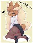  anthro bottomwear butt clothed clothing crossdressing eyewear glasses high_heels legwear looking_at_viewer looking_back lopunny male nintendo panties pantyhose pok&eacute;mon pok&eacute;mon_(species) skirt solo thick_thighs underwear upskirt video_games yorusagi 