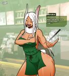  animal_humanoid apron biped breasts cleavage clothed clothing female green_apron hair humanoid i_mean_breast_milk lagomorph lagomorph_humanoid leporid_humanoid mammal mammal_humanoid meme miruko my_hero_academia normi rabbit_humanoid solo standing white_hair 