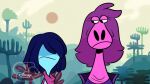  2021 anthro blue_hair clothed clothing deltarune detailed_background dinosaur disney duo female hair human humor kris_(deltarune) kris_where_are_we long_hair long_neck male mammal meme purple_body purple_hair reptile scalie starteas sun susie_(deltarune) undertale_(series) video_games wander_over_yonder watermark 