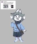  anthro anthrofied bow_tie canid canine clothed clothing cyrillic_text dress felid feline footwear fur hair hi_res mammal open_mouth pawpads paws russian_text shoulder_bag simple_background socks sweater tem temmie_(undertale) text topwear translated undertale undertale_(series) video_games white_body white_fur 