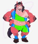  ankle_tufts anthro biceps big_bulge biped black_hair bulge clothed clothing clydesdale colored colored_sketch digital_drawing_(artwork) digital_media_(artwork) draft_horse equid equine exercise_clothing fingers fluffy fluffy_tail hair half-closed_eyes hands_on_hips hi_res hooves horse kame&#039;alohi_lue&#039;hi legwear long_hair looking_at_viewer male mammal muscular muscular_anthro muscular_arms muscular_male muscular_thighs narrowed_eyes nipples open_mouth pecs shaded simple_background smile spandex sportswear standing teeth tight_clothing tuft white_background workout_clothing zeiroslion 