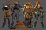  anthro armor brown_bear dasha_(petruz) female grizzly_bear hand_on_hip hi_res mammal multiple_outfits multiple_poses muscular muscular_female petruz pose sitting solo ursid ursine 